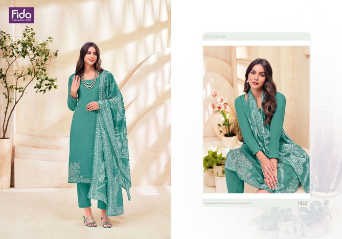 Avyana By Fida Embroidery Cotton Satin Dress Material Wholesale Clothing Suppliers In India